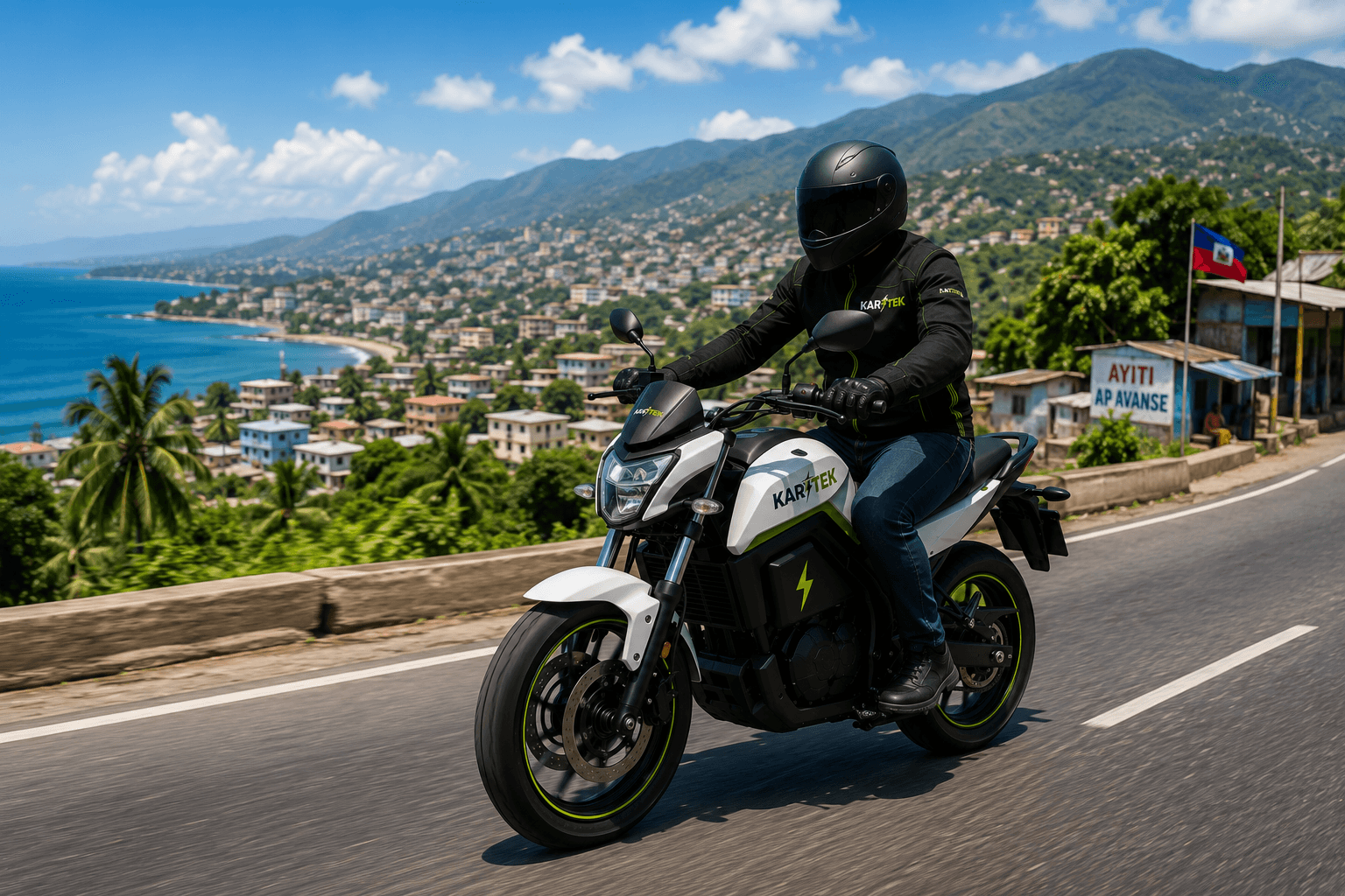 KARITEK rider moving through Haiti